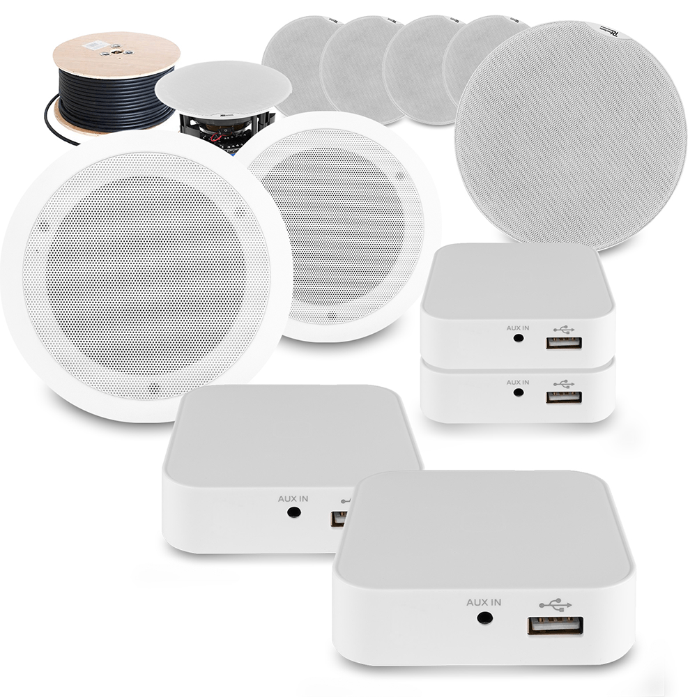 4Room WiFi Ceiling Speaker System with Bathroom Zone WT10A