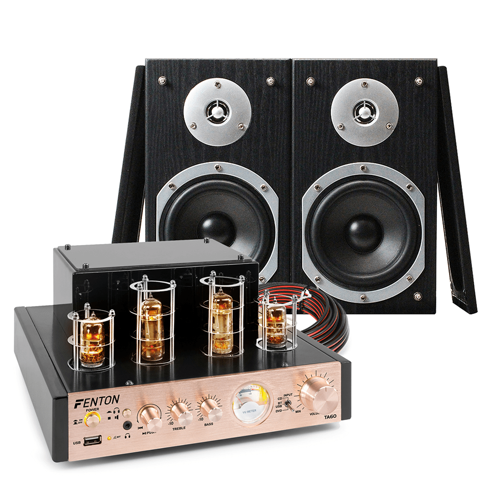 Bookshelf Speaker System with HiFi Valve Amp 2 x SHFB55B Black