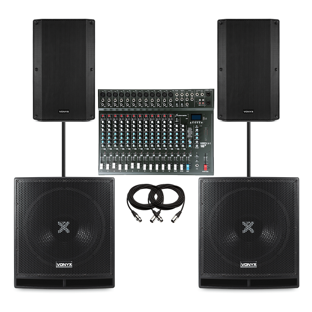 16 Channel Band PA System Package with 15" Subs & 12" Tops