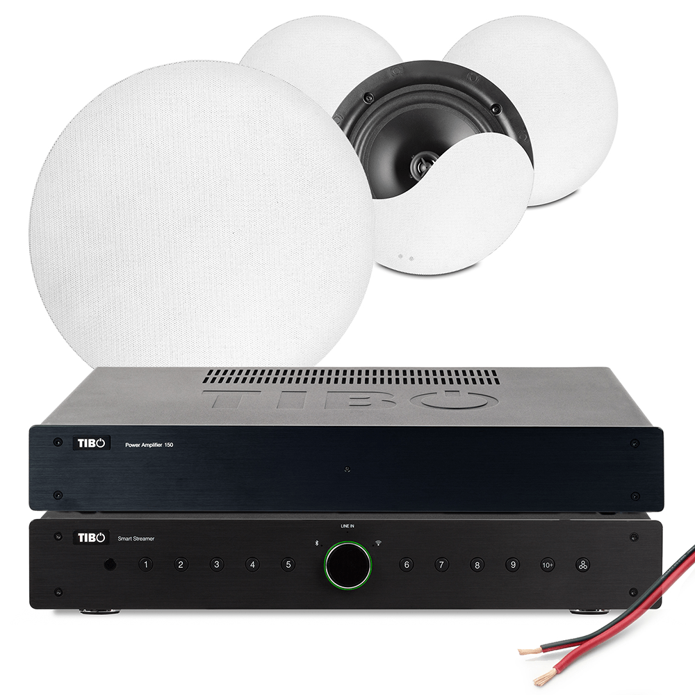4x NCSS8 Smart Ceiling Speaker System Tibo Streamer & Amplifier