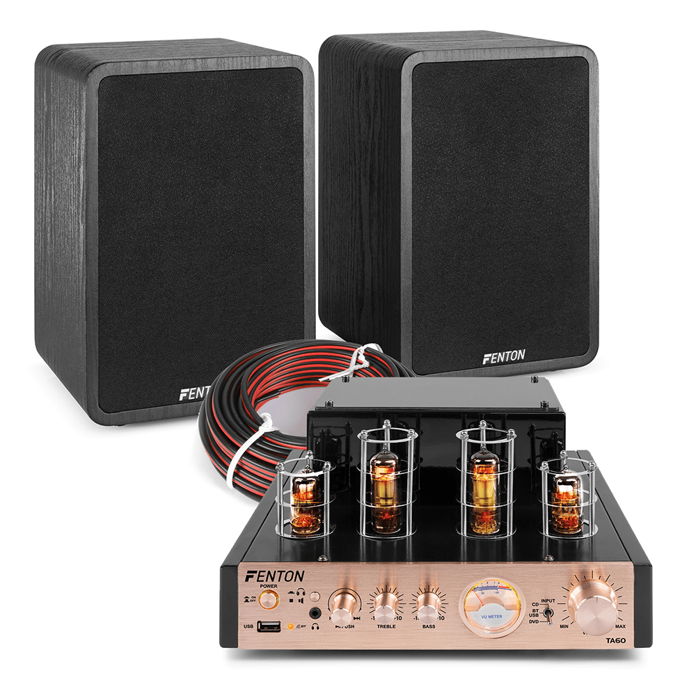 Bookshelf Speaker System with SHFB65 HiFi Stereo Speakers & Tube Amp