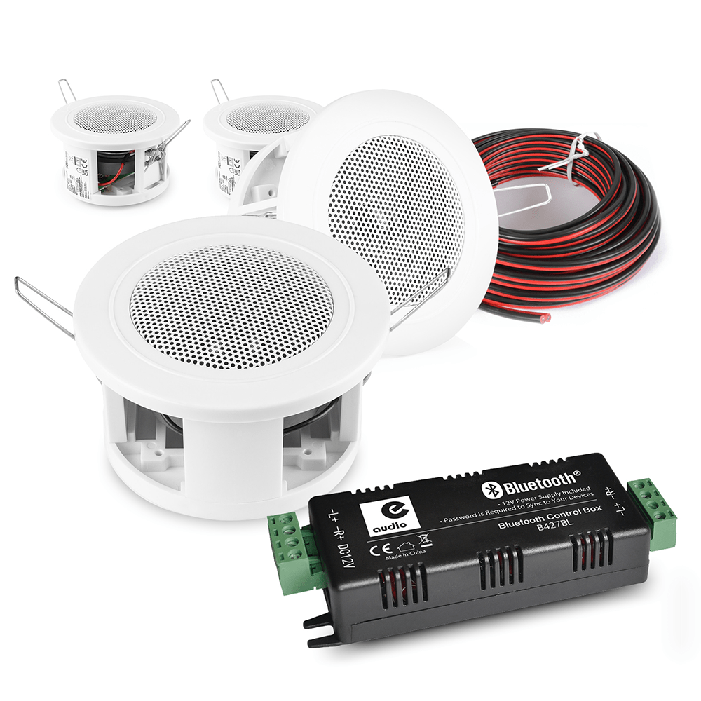 4x CSBA3L Compact Bluetooth Ceiling Speaker System with 4.0 Amplifier