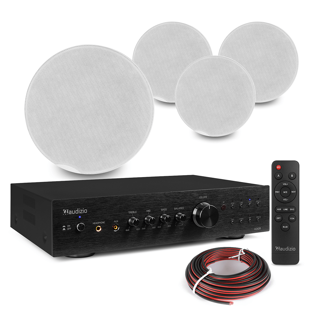 2Zone Multi Room Ceiling Speaker System 4x FCS8 & AD420B Amp