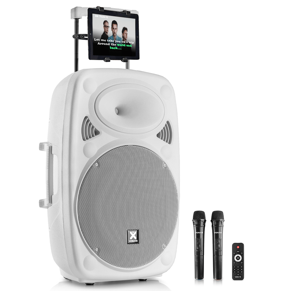 Vonyx Verve46W 15" White Portable Bluetooth Karaoke Speaker