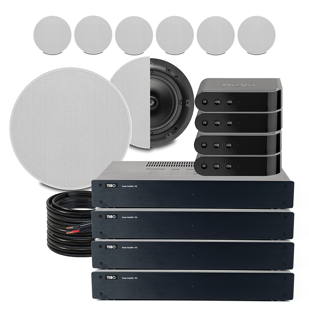 4Room Nuvo Smart Home Sound System with 8x QI65C Ceiling Speakers