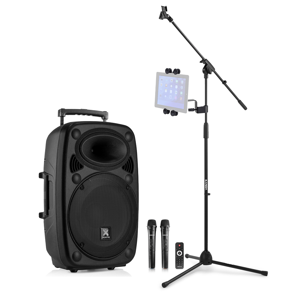 Vonyx Verve46 Portable Karaoke Speaker with Wireless Mics & Tablet Stand