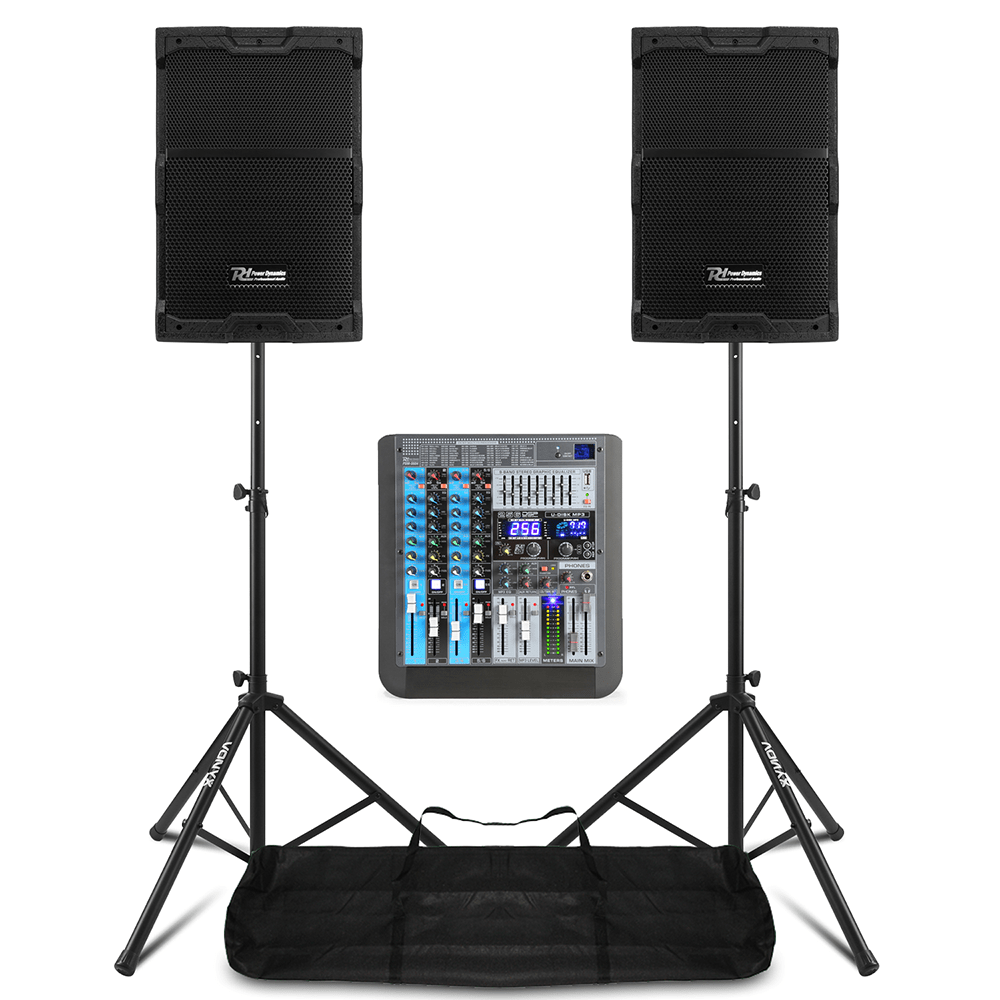 PD PDY210A Pro PA System with 10" Speakers & PDMS604 PA Mixer