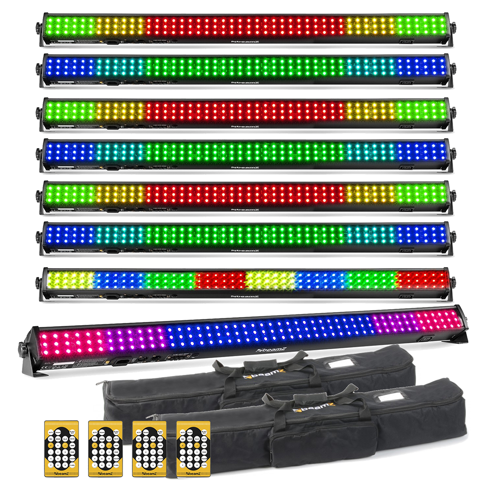 8x BeamZ LCB144 MKII LED Strip Light Bar Wall Wash Batten & Bags