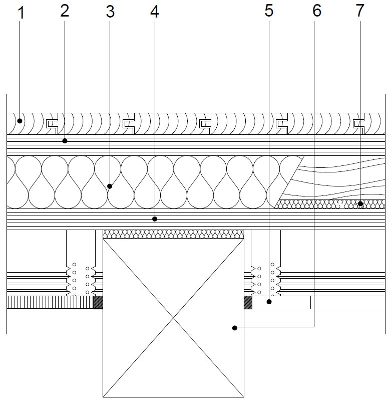 Хоризонтална конструкция между отопляеми пространствадървена