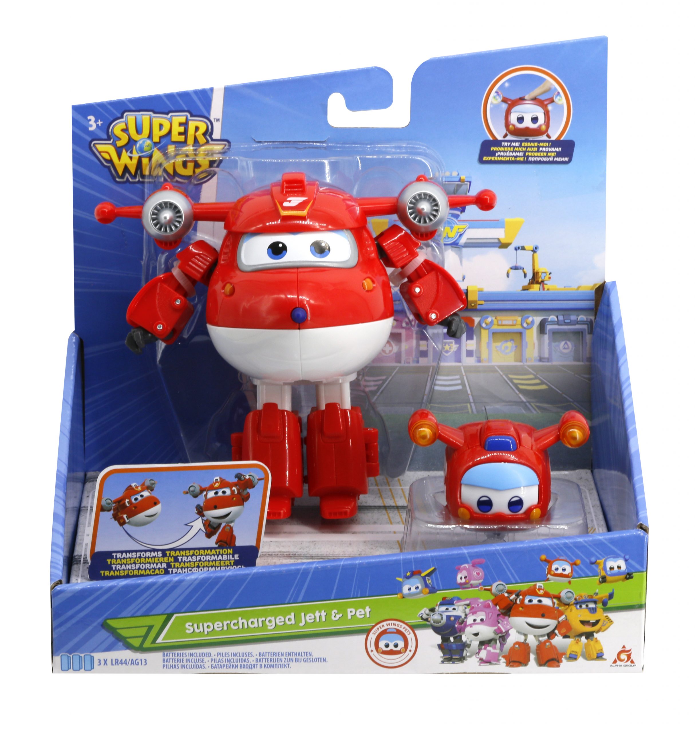 Super Wings Transforming Supercharged Jett & Super Pet Jett de Tombe