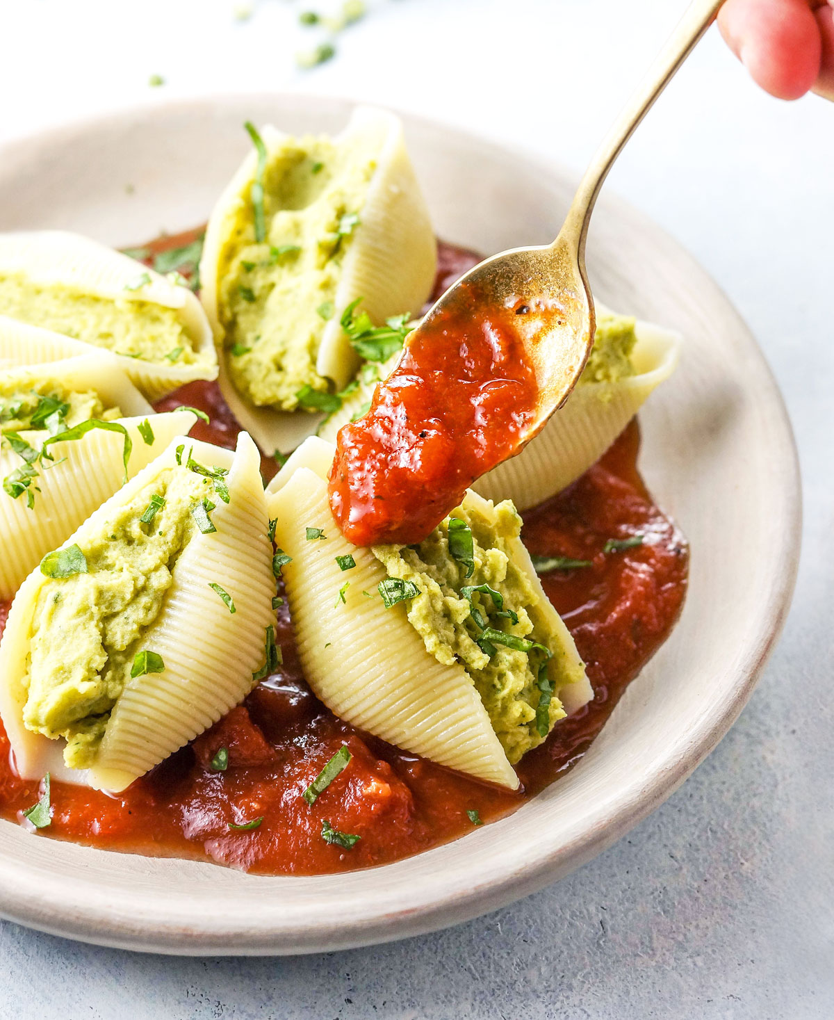Vegan Pesto Stuffed Shells (with Split Peas!) Detoxinista