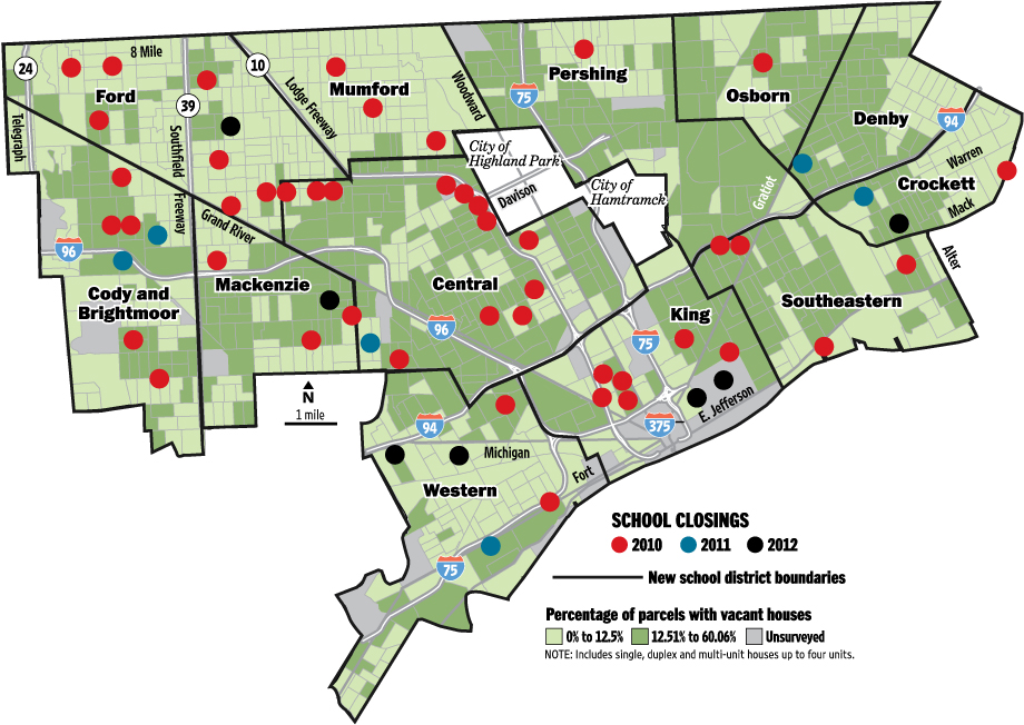 Map of Detroit School Closings 2010 2012 DETROITography