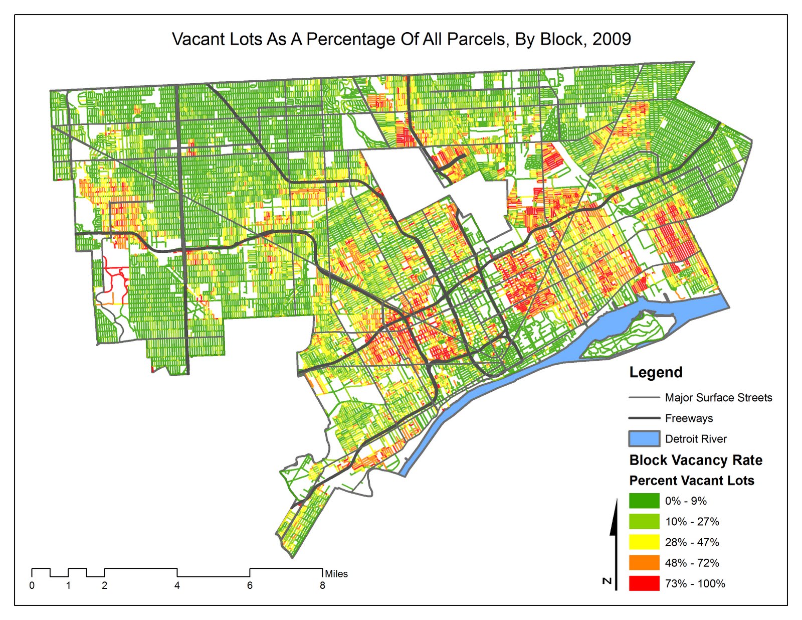 Map Detroit Block Vacancy Rate 2009 DETROITography