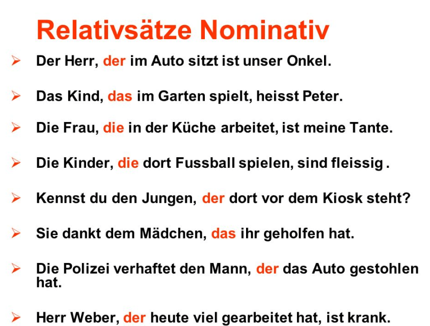 Relativsätze Nominativ Deutsch Viel Spass
