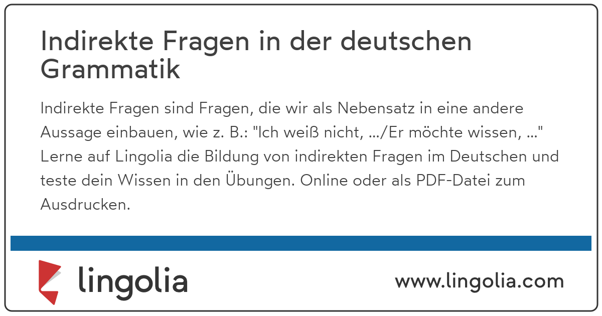 Bitte um informationen bezüglich des weihnachtsurlaubs in ihrem hotel. Indirekte Fragen In Der Deutschen Grammatik
