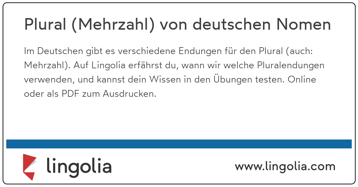 Plural (Mehrzahl) von deutschen Nomen