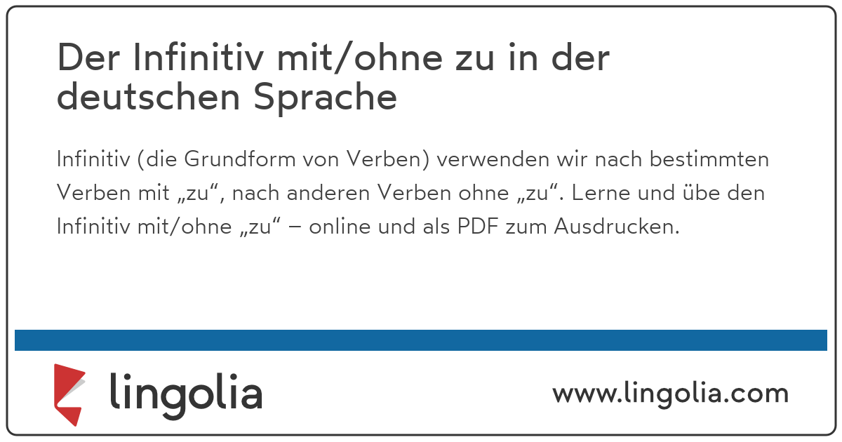 Der Infinitiv mit/ohne zu in der deutschen Sprache