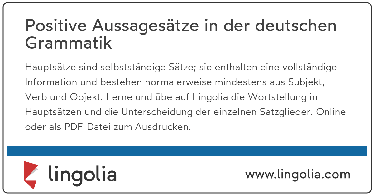 Hauptsätze in der deutschen Grammatik
