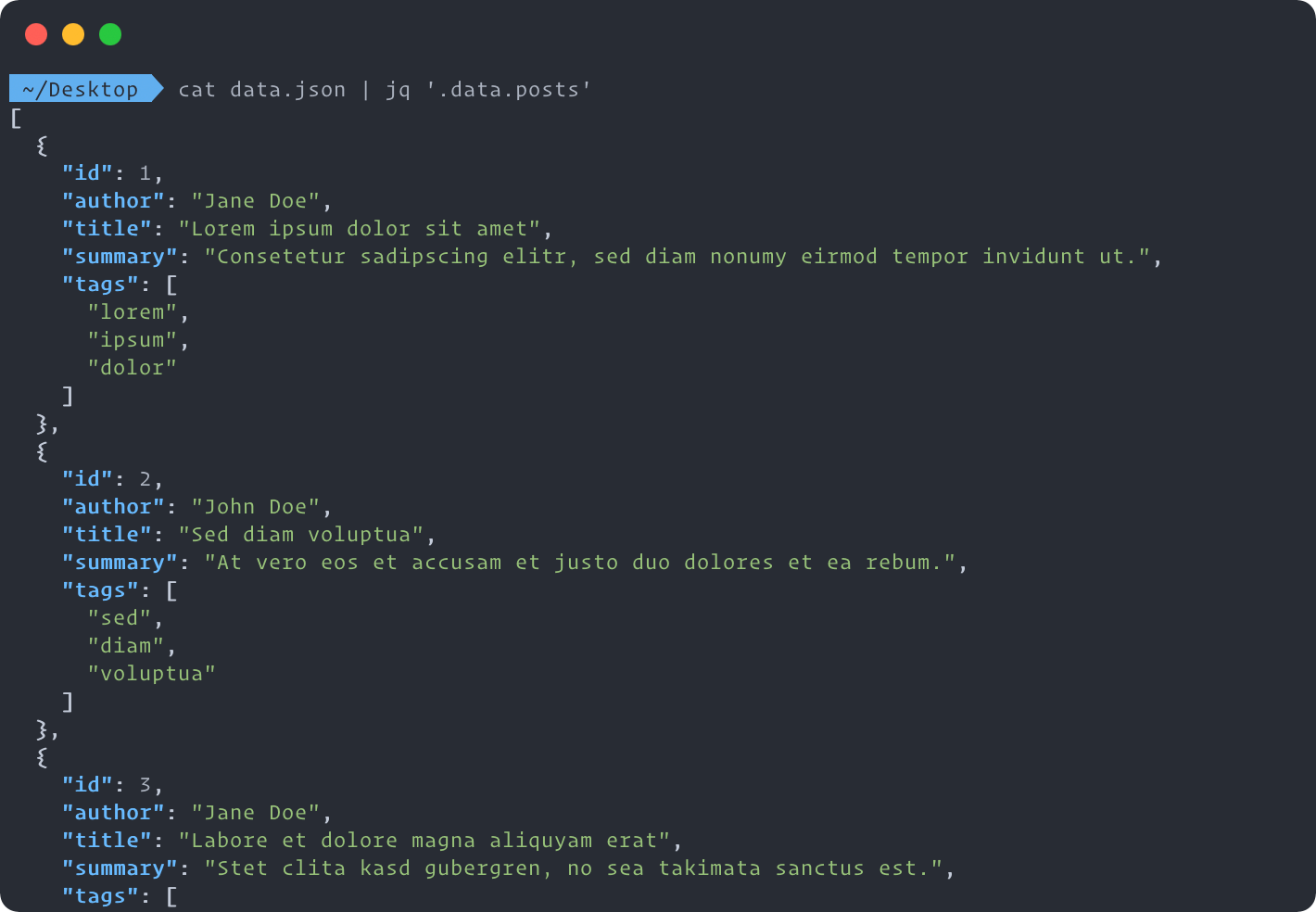 Using »jq« to filter JSON output