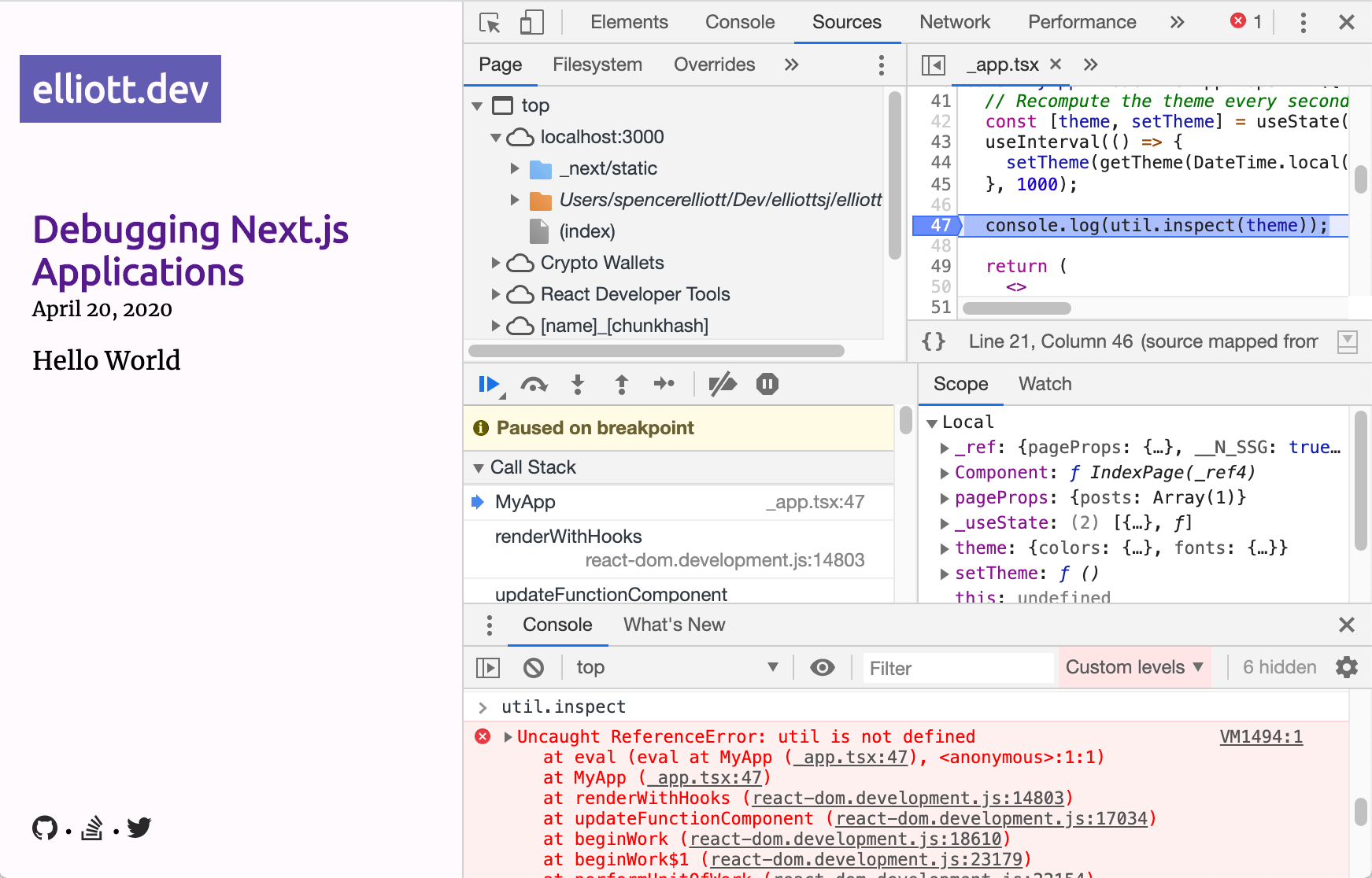 Debugging Next.js Applications elliott.dev