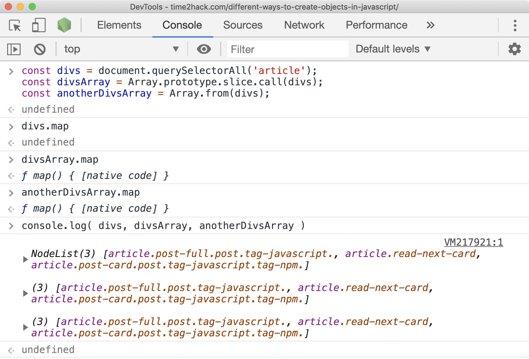 Different ways to create Arrays in JavaScript