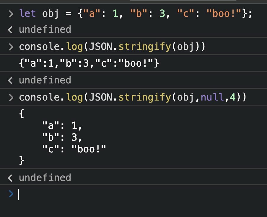 Reminder JSON.stringify can create Multiline, formatted and filtered strings from JSON