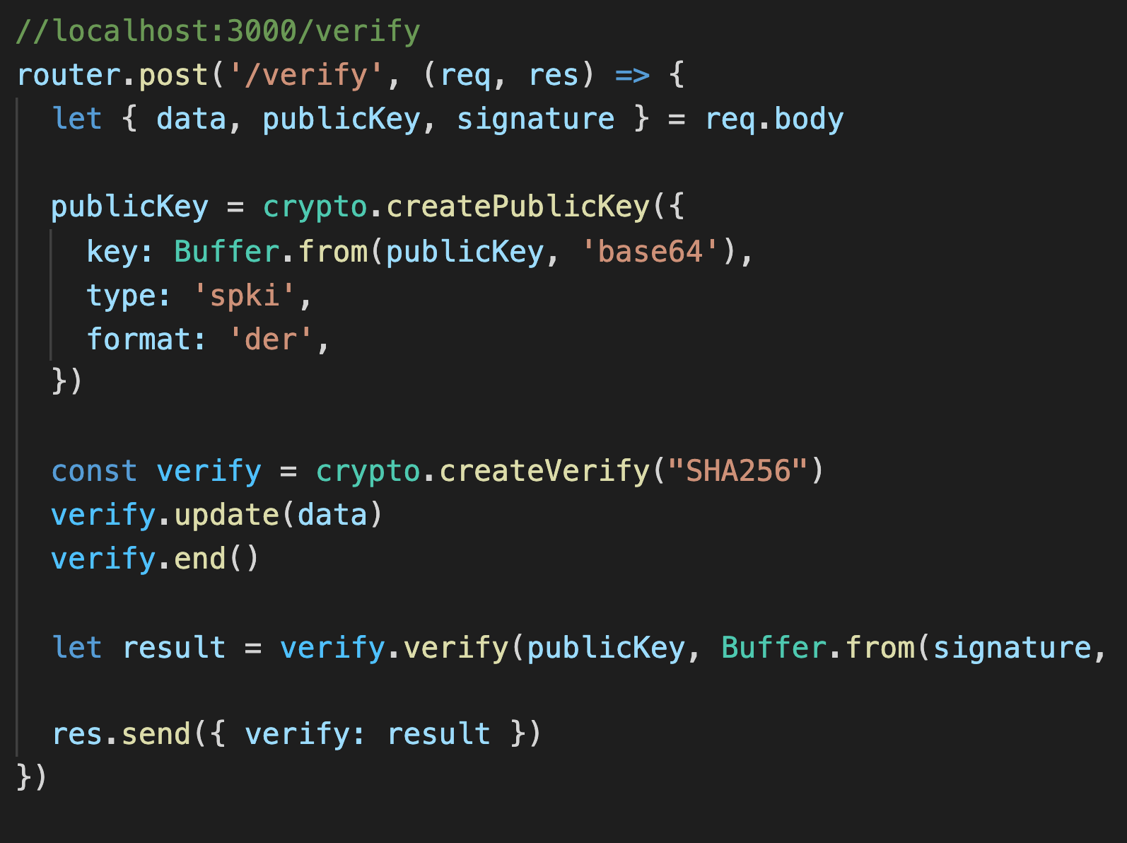 Digital Signature in node js