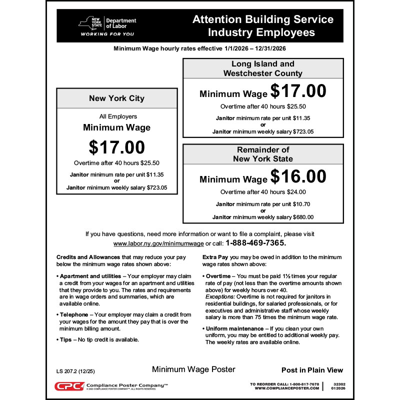 New York State Minimum Wage 2024 Poster prudi johnath