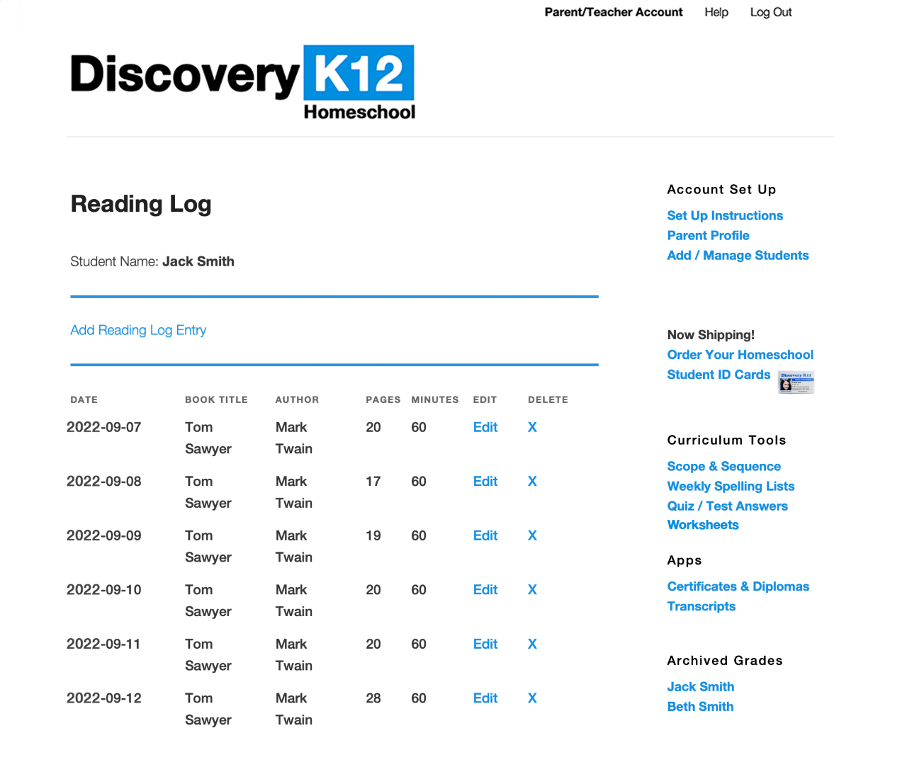 Parent / Teacher Account Discovery K12