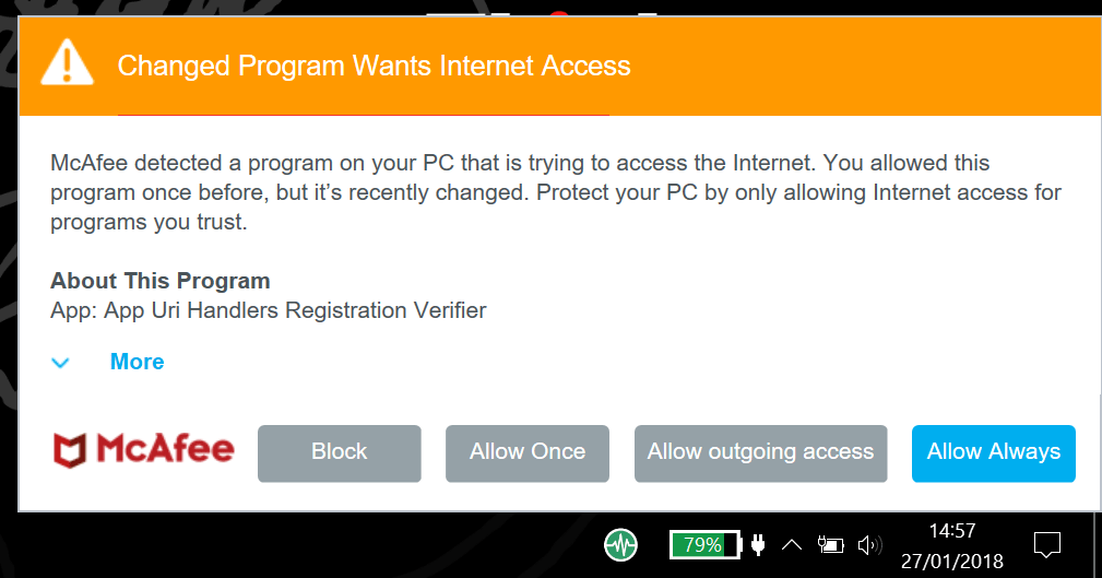 McAfee Support Community McAfee Personal Firewall notification