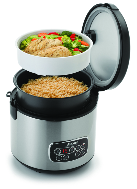 Aroma ARC3000SB 20Cup (Cooked) Digital CoolTouch Rice Cooker, Food Steamer and Slow Cooker