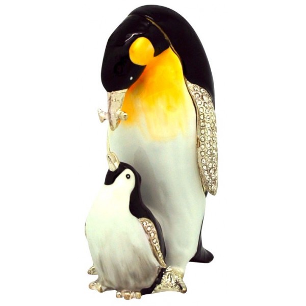 Jeweled Trinket Box Penguin pewter jewelled trinket collectible