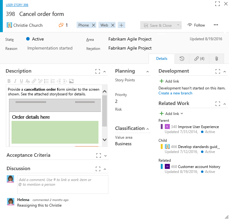 New work item form in TFS 2017 Azure DevOps Blog