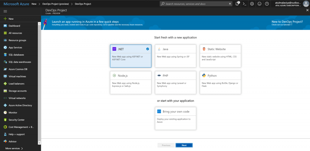 Introducing Azure DevOps Project Azure DevOps Blog