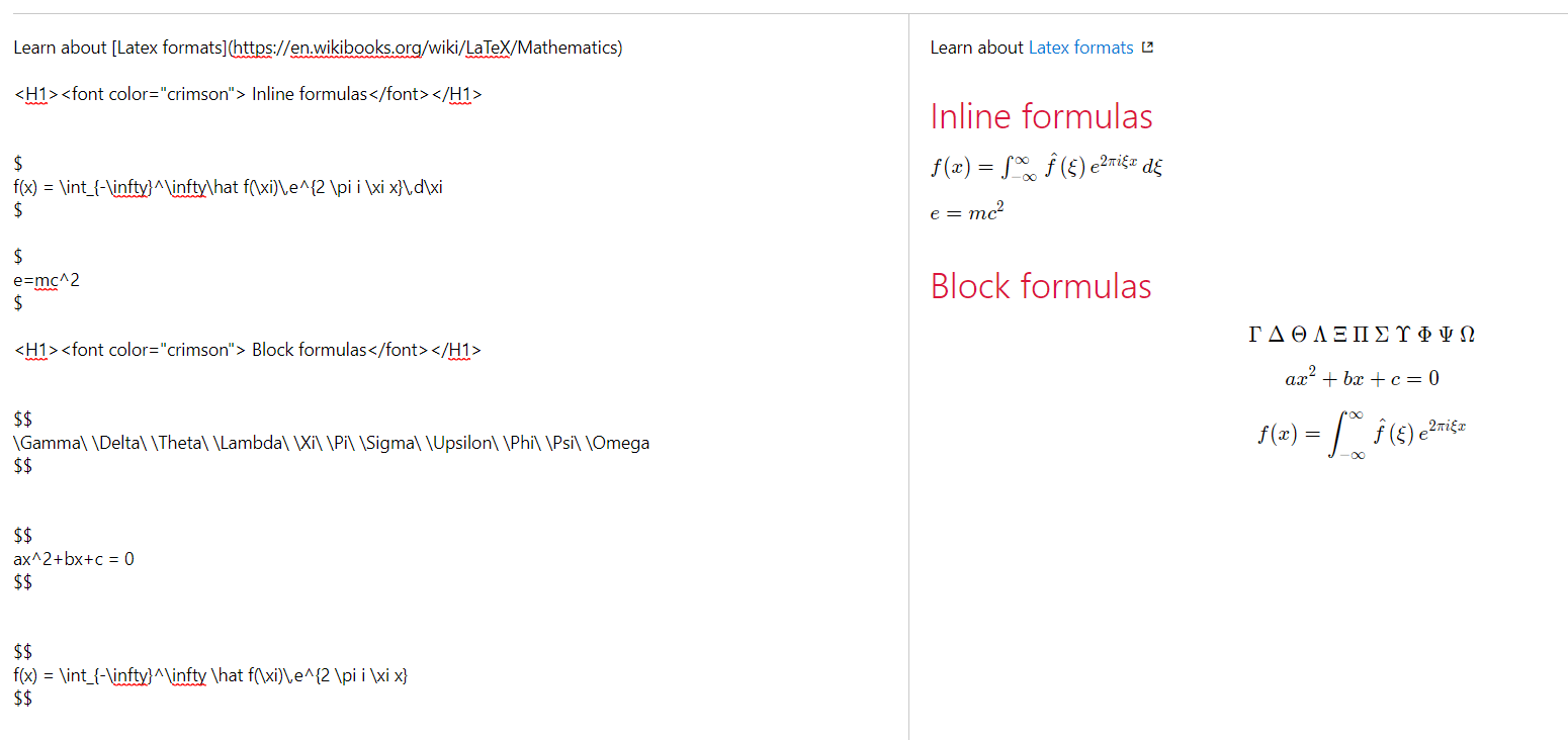 Link wiki pages and work items, write math formulas in Wiki, Keyboard