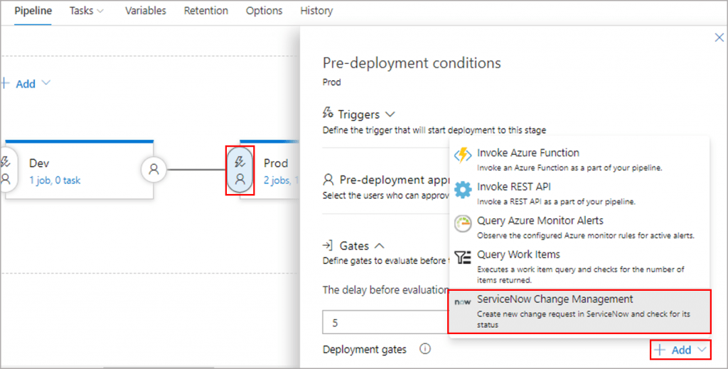 Include ServiceNow Change Management in Azure Pipelines