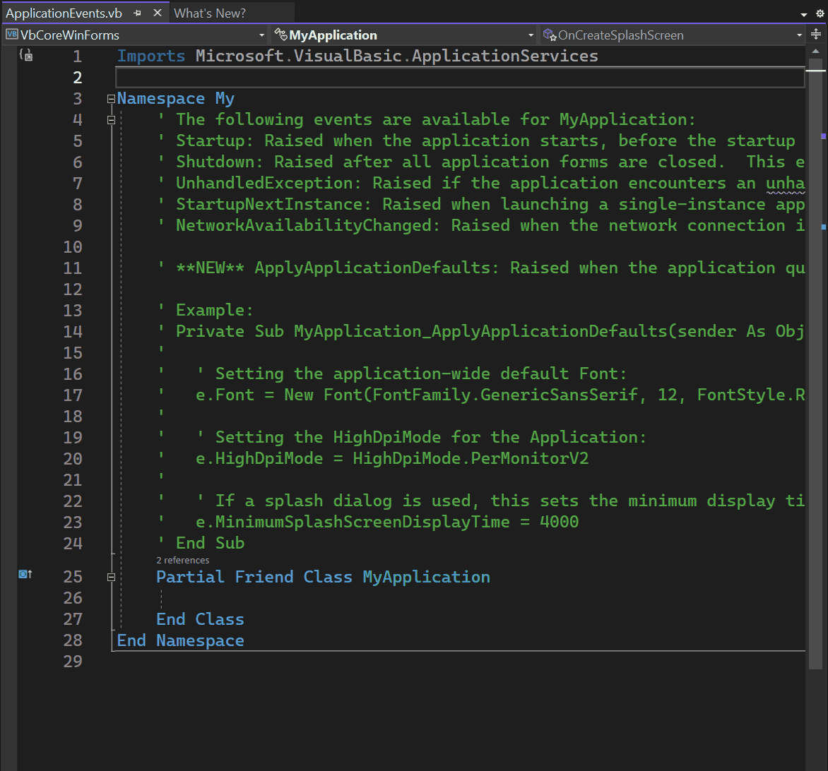 What's new for the WinForms Visual Basic Application Framework Blog