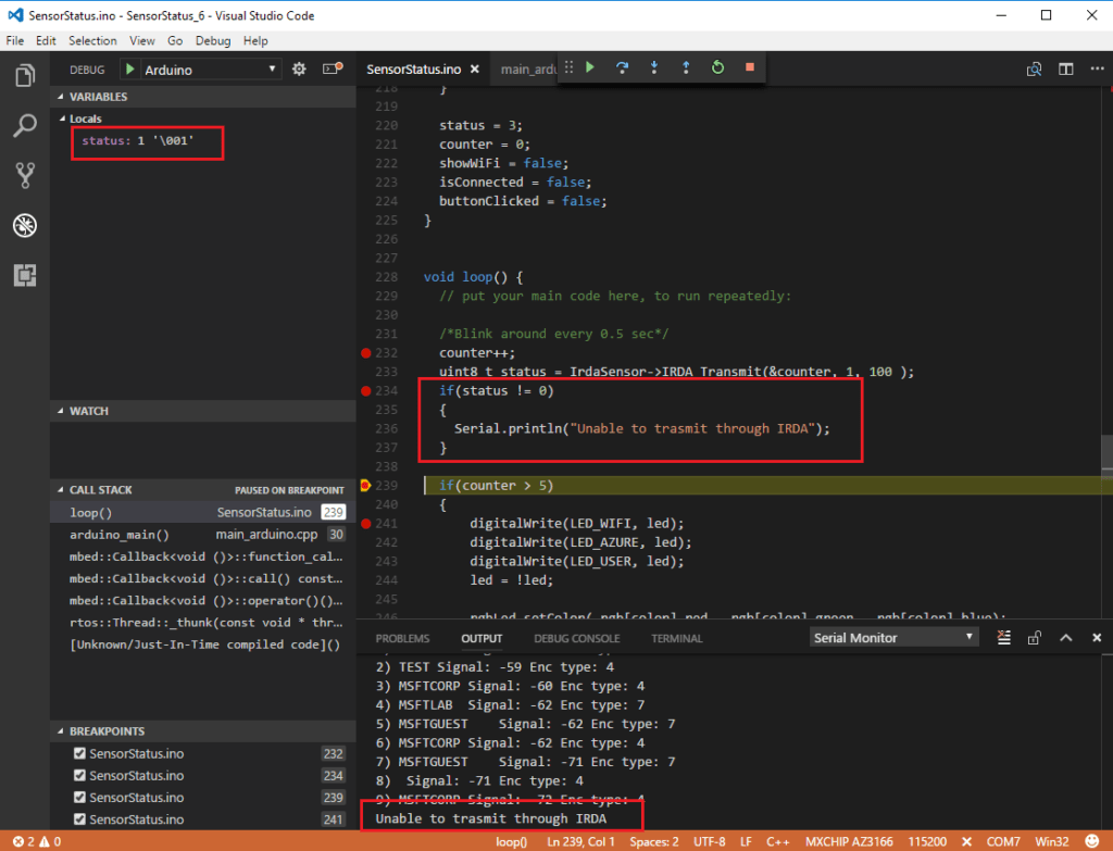 Debug your Arduino code with Visual Studio Code IoT Developer