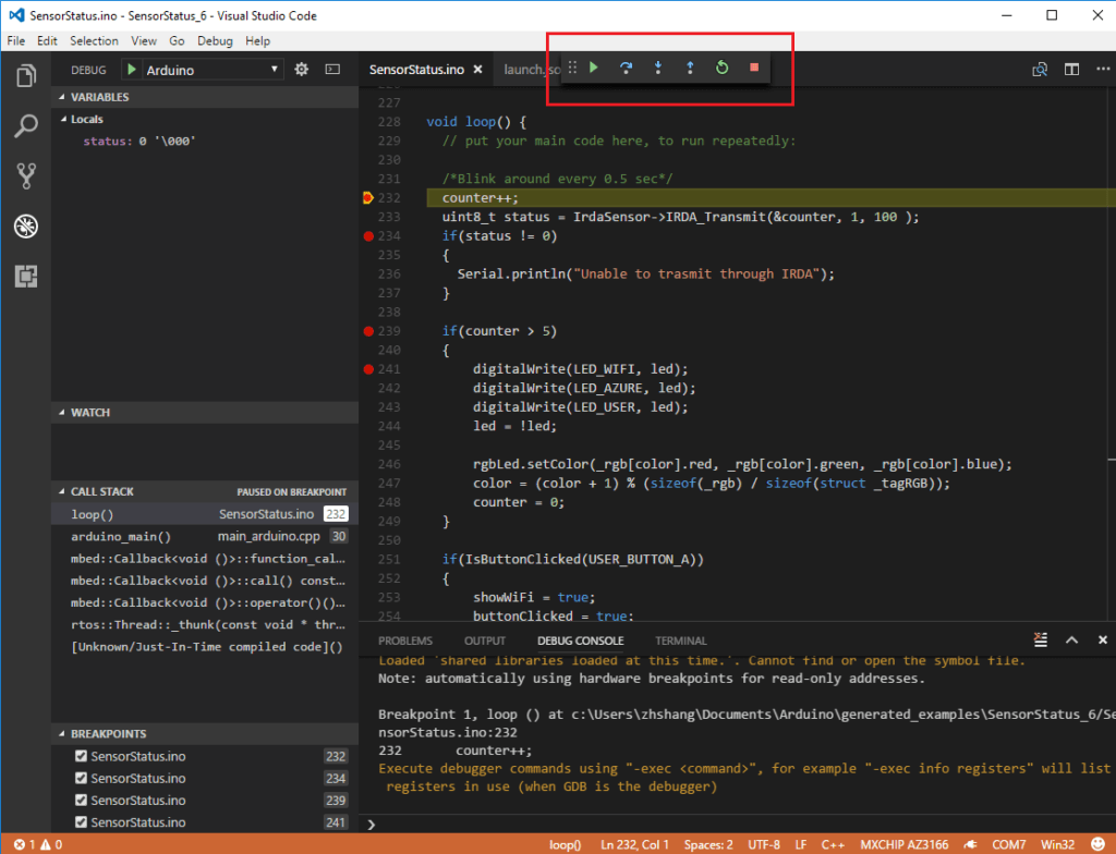 Debug your Arduino code with Visual Studio Code IoT Developer