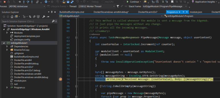 Debug IoT Edge C / C Windows Module Container with Visual Studio Azure
