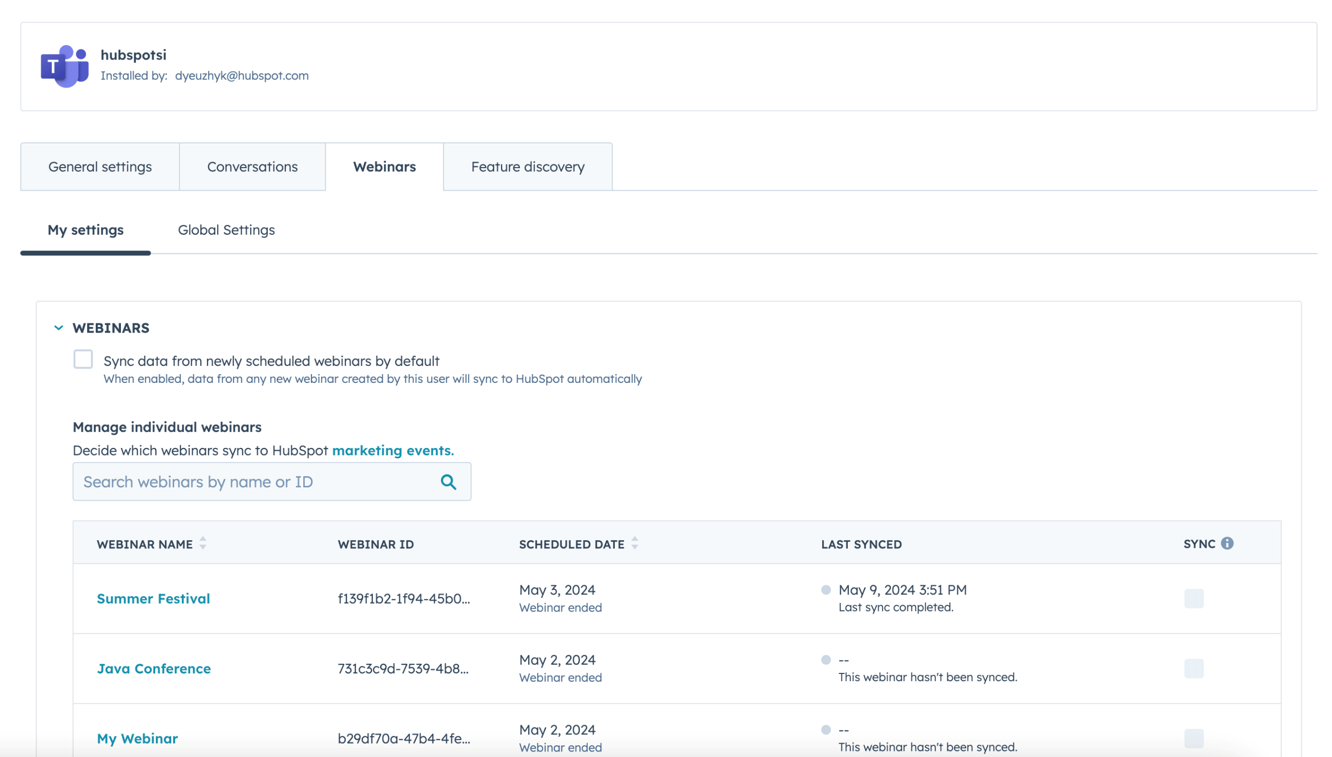 Microsoft Teams webinar integration with HubSpot marketing automation