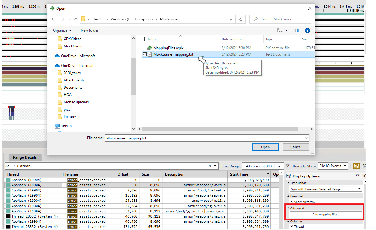 Analyzing Win32 File IO performance in Timing Captures PIX on Windows