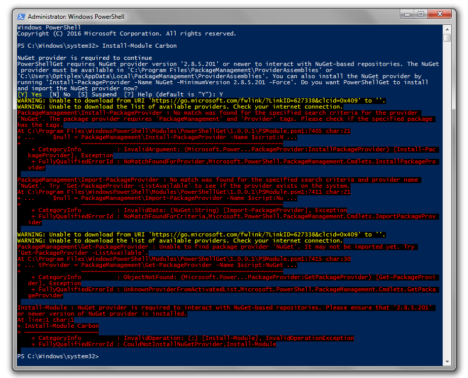 When PowerShellGet v1 fails to install the NuGet Provider PowerShell Team