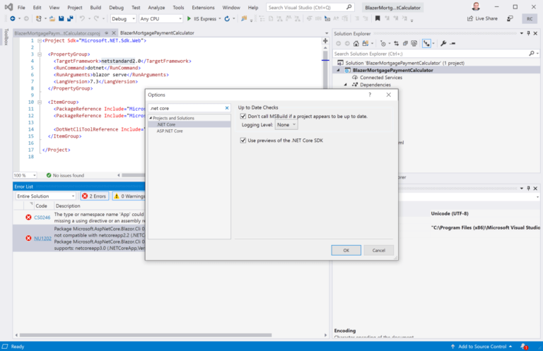 멀티플랫폼 게임개발 [Web Assembly] Exploring Blazor with Visual Studio 2019
