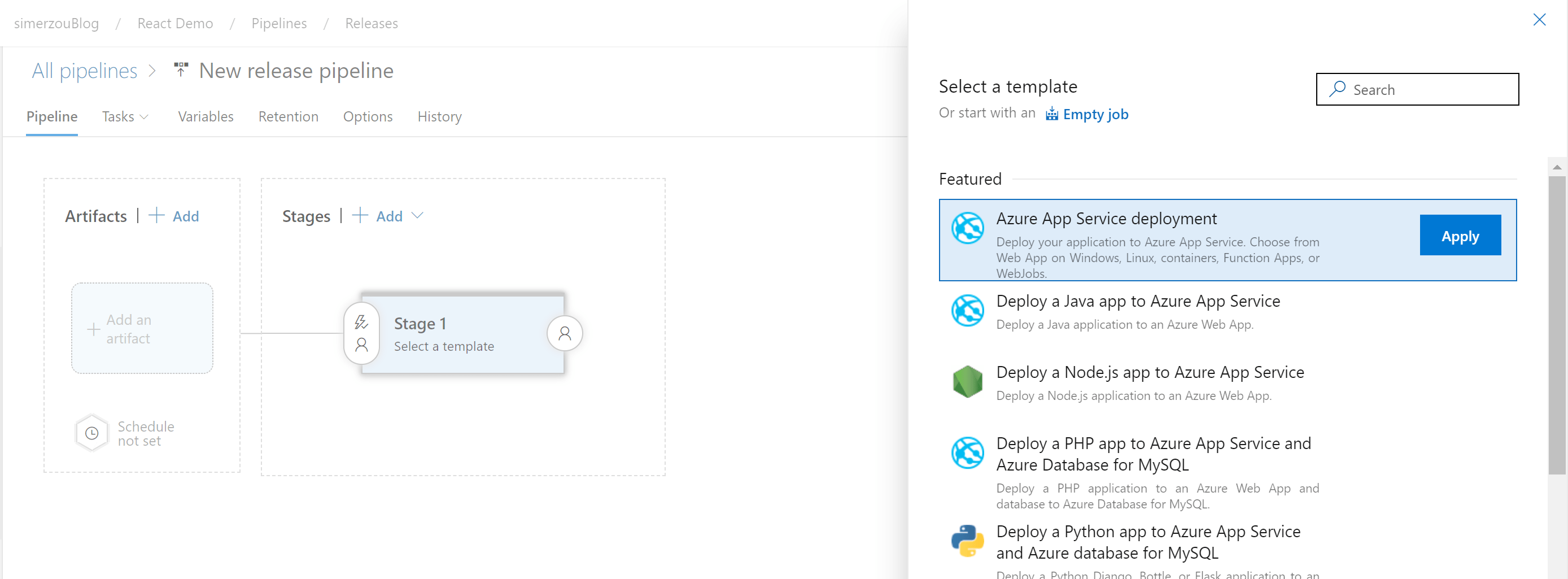 Deploying React apps to Azure with Azure DevOps