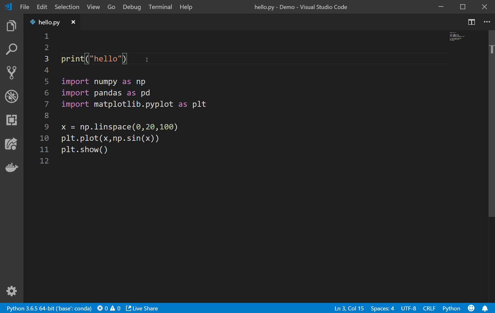 Python in visual studio code salsamopla