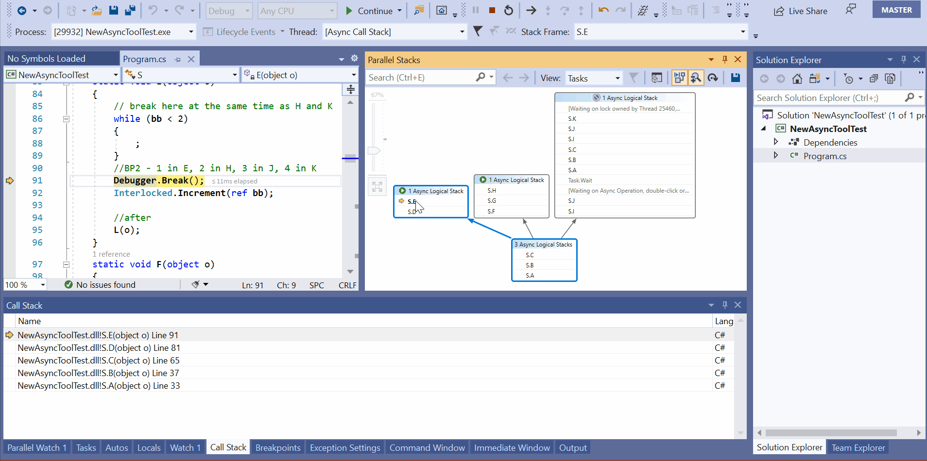 Debugging Managed Async Code in Visual Studio 2019