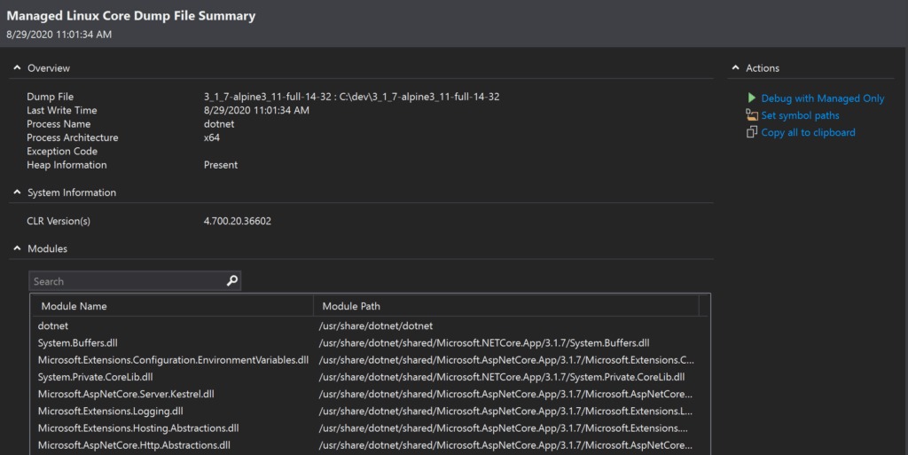 Cross Platform Managed Memory Dump Debugging Visual Studio Blog