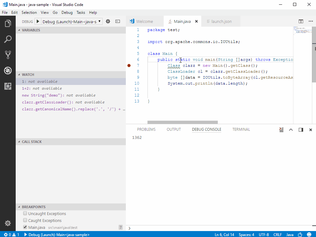 Visual Studio Code Java Debugger Adding Step Filter and Expression
