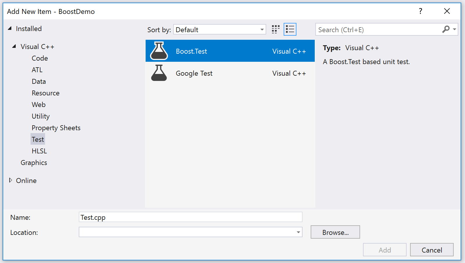 Boost.Test Unit Testing Dynamic Library support and New Item Template
